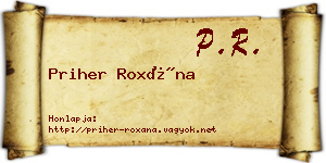 Priher Roxána névjegykártya